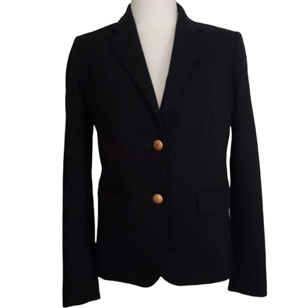 J. Crew Navy Blue Wool Blend School Boy Single Breasted Blazer Size 2